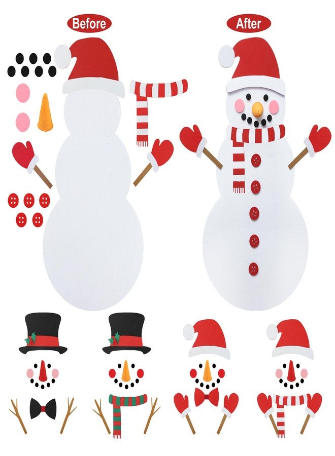 Fairooth DIY Felt Christmas Snowman Set with 33 Pcs Detachable Ornaments Large Snowman DIY Decorations Christmas Door Wall Hanging Xmas Gifts for Xmas Winter Holiday Party Home Decorations - Image 3